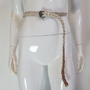 Vintage White Braided Leather Belt